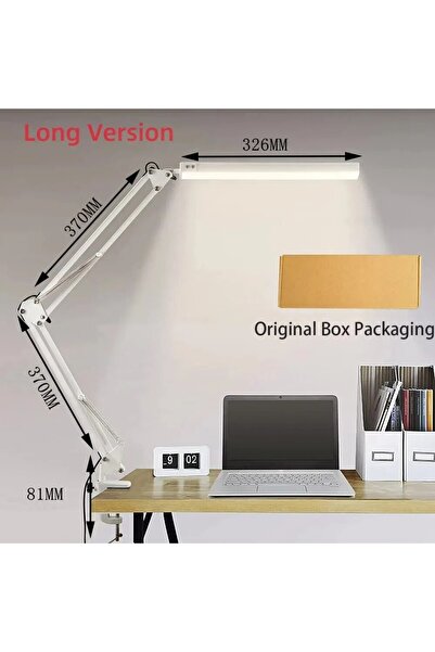 Choice1 مصباح مكتب LED أبيض طويل بقوة 10 واط مع مشبك وذراع متأرجح، إضاءة مكتب...