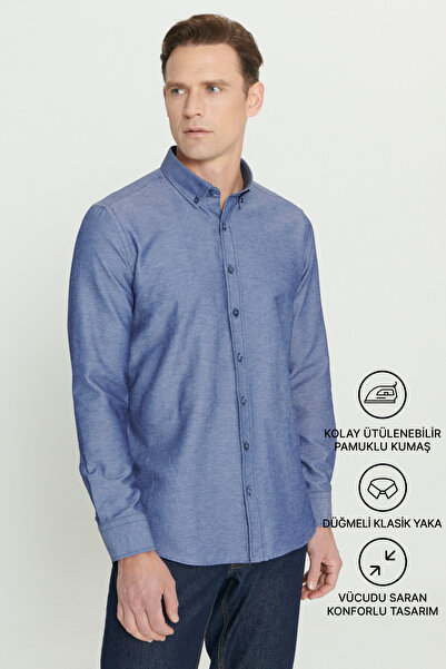 AC&Co / Altınyıldız Classics Men's Oxford Easy-Iron Anti-Sweat Cotton Shirt N...