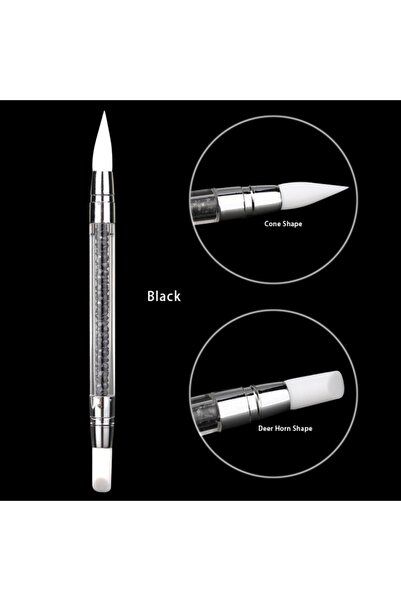 Choice 1pc Black 1/5Pcs Nail Art Sculpture Pen Dual Tipped Silicone Nail Tool...