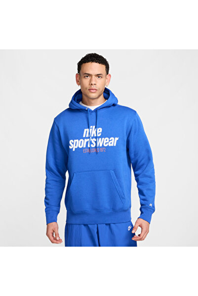 Nike M NK CLUB BB PO HDY NSW GFX HJ2159-480 Βασιλικό Μπλε