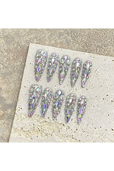 Choice1 M 10pcs High-end All diamonds are shining brightly handmade fake nail...