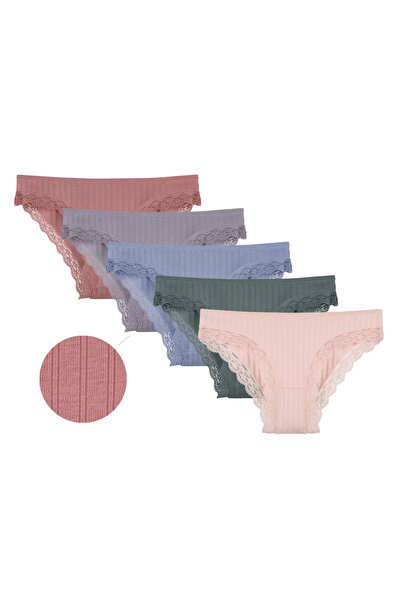 Donella 5-Pack Multi-Colored Ribbed Women's Panties