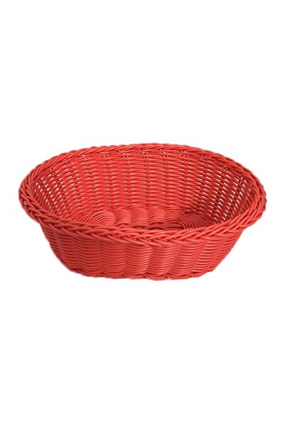 dinckitchen Ekmek Sepeti Oval Örgülü 24X17X7 CM KIRMIZI