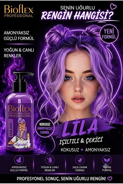 Bioflex Amonyaksız Lila Mor Renkli Saç Boyası 250 ml Geçicirenkli Saç Boyası ...