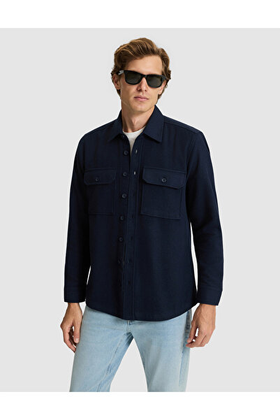 Pierre Cardin Navy Blue Comfort Fit Long Sleeve Shirt 50316739-Vr033