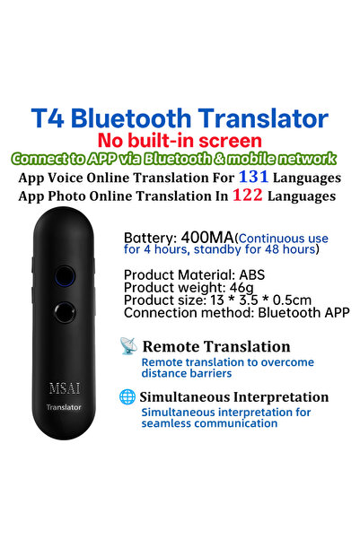 Choice1 T4-Bluetooth MSAI T20 Portable Translator 15 Offline Languages,T4 Blu...
