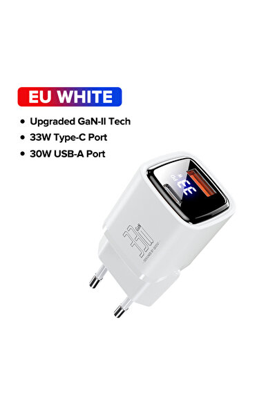 Choice EU PLUG WHITE QOOVI 33W GaN Charger Dual-Port USB Type C Fast Charging...