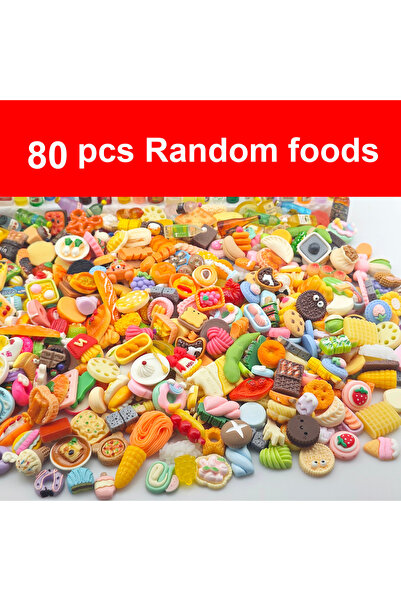 Choice1 Random 80 Foods Mini Food Toys Drink Bottle Toys Mixed Style Resin Fo...