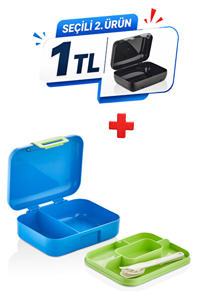M&L LUNCH BOX 2 Tiers 5 Compartments Lunch Box - with Spoon, Fork and Knife -...