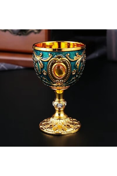 Choice Blue 1pc Timeless Embossed Metal Chalice Goblet Vintage Wine Champagne...