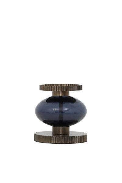 Yargıcı Renkli Cam Metal Detaylı Mumluk(13x12 Cm)