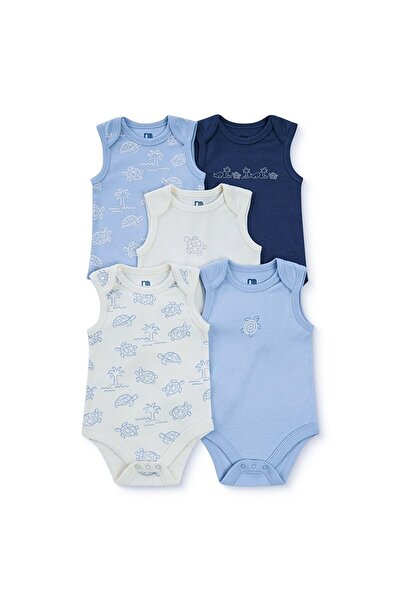 MOTHERCARE Erkek Bebek 5li Body Hayvan Baskılı Çıtçıtlı Zarf Yaka Long Sleeve