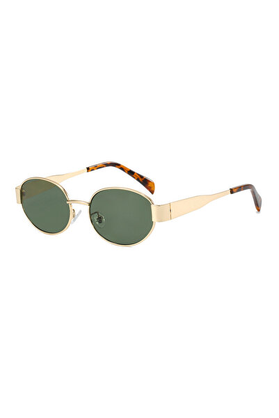 Choice Gold Green Retro Small Oval Sunglasses Men Women Luxury Metal Round Su...
