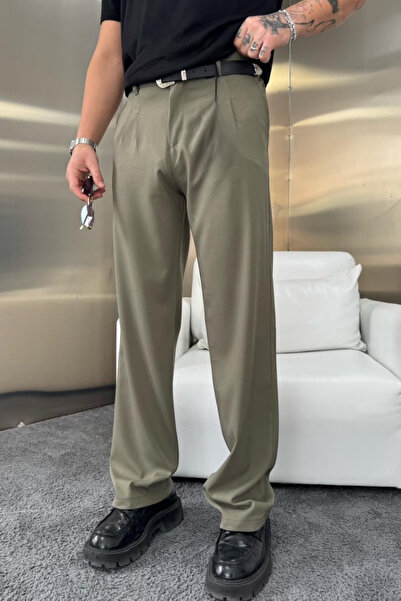 sunfyre Men's Pleated Detail Baggy Fit Comfortable Fit Fabric Trousers