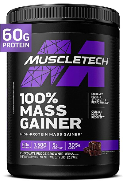 MUSCLETECH 100% Mass Gainer, Chocolate Fudge Brownie, 5.15 LB - Muscle Buildi...