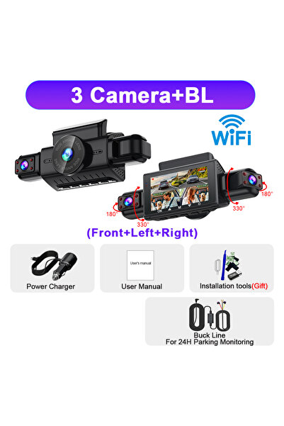 Choice6 None 3 Camera-BL Dashcam for Cars 4 Channel Black Box WiFi Driving Ca...