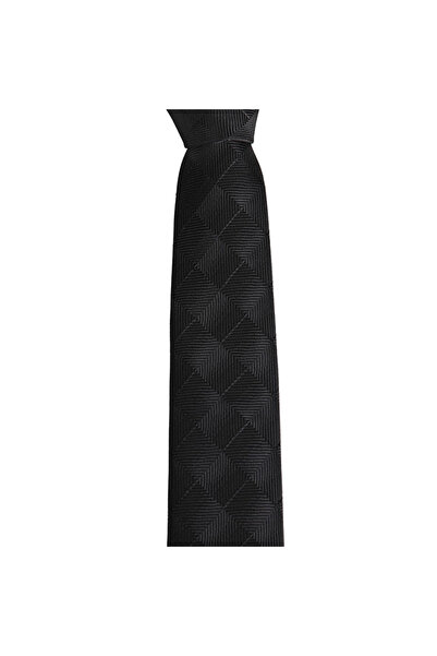Brianze Black Checkered Pattern Slim Tie Skp-9