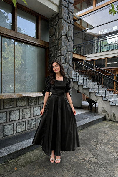 Nika Fashion LACİVERT SATEN RÜYA ELBİSE