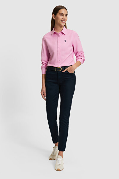 U.S. Polo Assn. Kadın Pembe Uzun Kollu Basic Gömlek 50324791-VR041