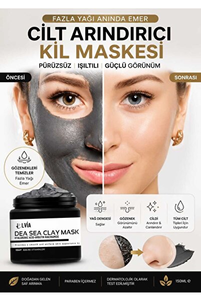Gözenek Sıkılaştırıcı Işıltı Veren Siyah Nokta Ve Leke Karşıtı Kolajenli Kil Maskesi 150ml