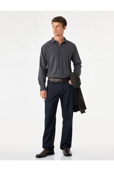 Koton Regular Fit Cotton Long Sleeve Classic Collar Shirt