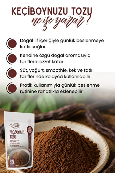 Emine türk anneli 250 gr Keçiboynuzu Tozu ( Unu ) Harnup Unu Bebek Ek Gıda Çekirdeği Ile Öğütülmüştür.annemeli