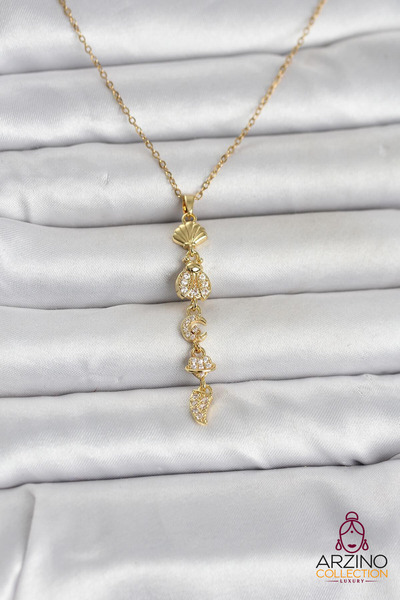 Generic Brand 316L Steel Gold Color Sea Themed Y Model Zircon Stone Women's N...