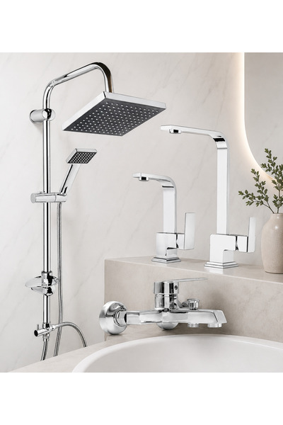ESHOME Eskaya 4-Piece Robot Shower Set Heavy-Duty Square Bathroom Sink Kitche...