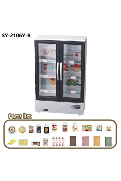 Choice1 SY-2106Y-B 21PCS Kitchen Toy Double-Door Large Refrigerator Miniature...