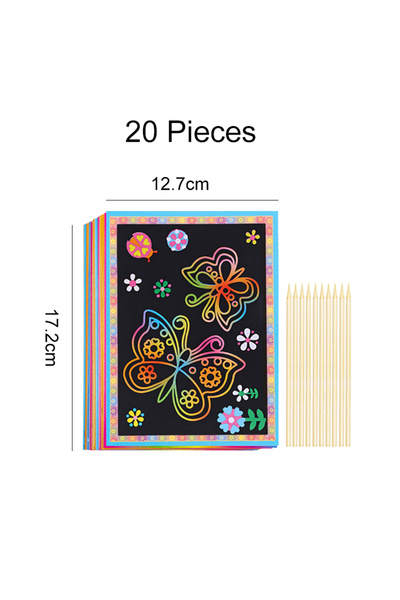 Choice13 20 Pcs L Rainbow Scratch Paper Children's Art Cards Black DIY Rainbo...