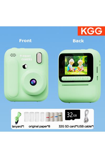 Choice6 green add paper 32G Kids Instant Camera Color Printing Camera 32GB 10...
