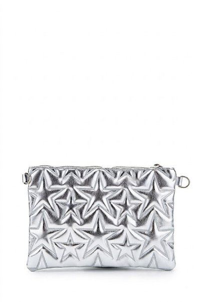 Belinabag Star Stitched Clutch Star Women's Bag Silver Patent Leather Chain En27 Length19