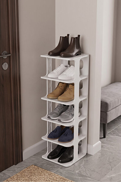 Frapan Home 5 Katlı Plastik Ayakkabılık Raf Düzenleyici Organizer Beyaz
