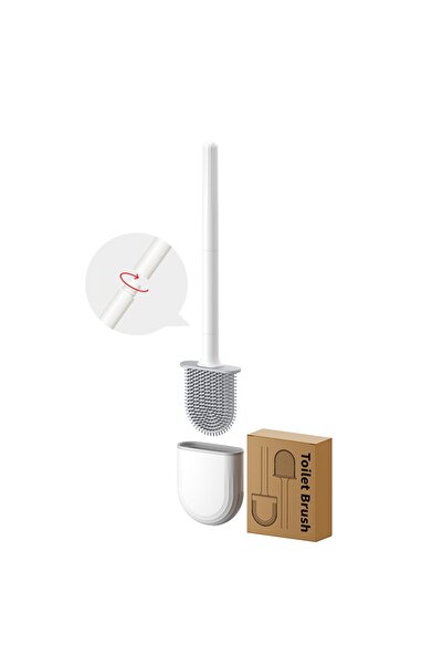 Choice5 White Style C 1PC Wall Mounted Toilet Brush Set with Silicone Flat Br...