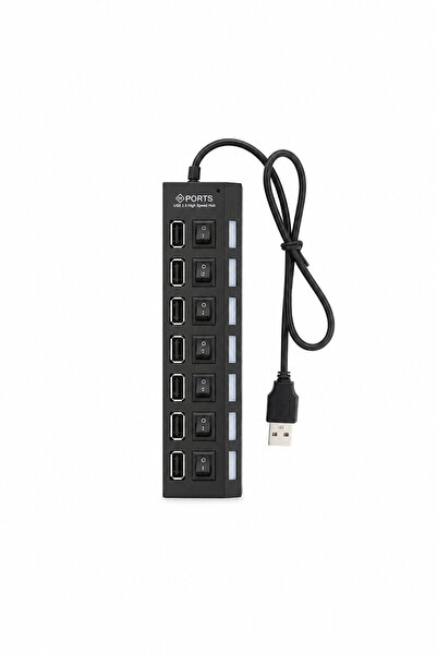 MVLH Yeni Nesil 7 Port USB Hub Anahtarlı USB Çoklayıcı Işıklı Aç Kapa Düğmeli...