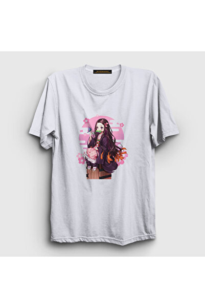 Presmono Unisex White Nezuko Kamado Anime Demon Slayer Kimetsu No Yaiba T-shi...