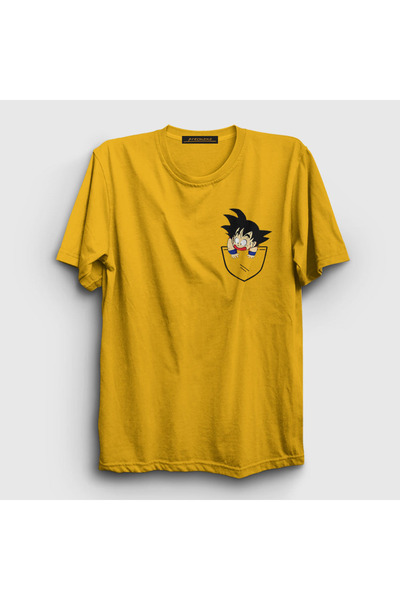 Presmono Unisex Yellow Pocket Goku Anime Dragon Ball T-shirt236590tt