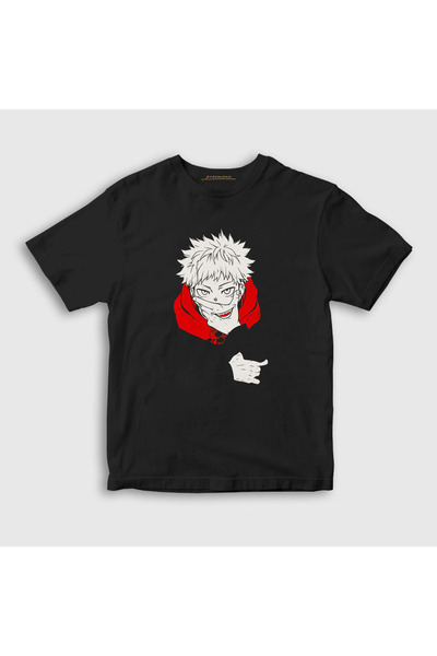 Presmono Unisex Kids Black Yuji Itadori V2 Anime Jujutsu Kaisen T-shirt316559tt