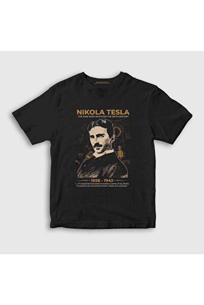 Presmono Unisex dečji crni naučnik izumitelj Nikola Tesla T-shirt 335092tt