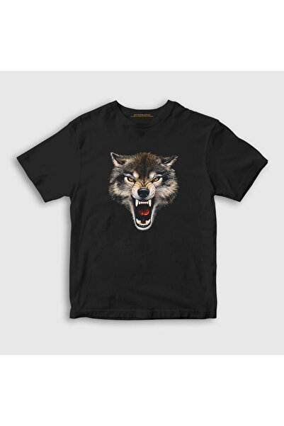 Presmono Unisex dečji crni Rage Wolf Wolf T-shirt 307152tt
