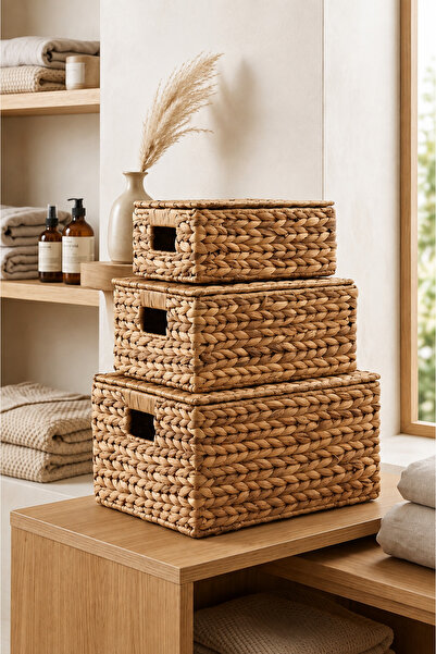 KaiHome Wicker Sturdy Basket Set 3-Piece/ Organizer