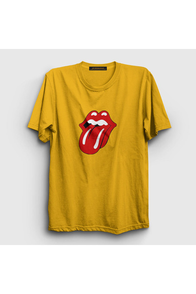 Presmono Unisex žuti logo The Rolling Stones T-shirt 117658tt