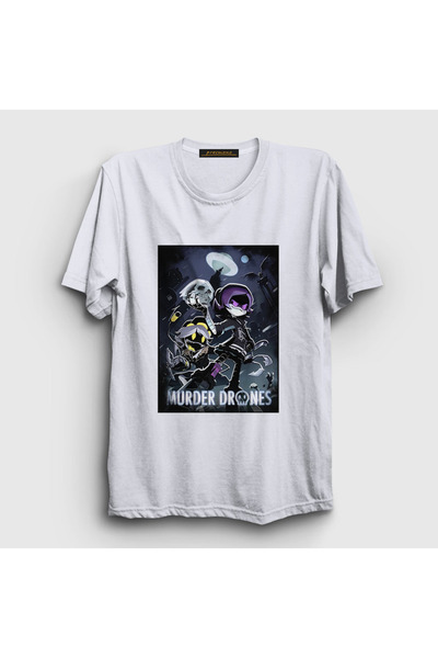 Presmono Unisex White Poster Murder Drones T-Shirt 608841Tt