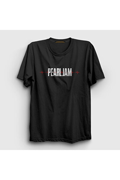 Presmono Unisex Black Ekg Pearl Jam T-shirt 74041tt