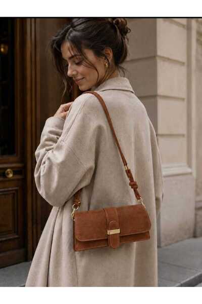 GlowSa Women's Suede Handbag and Shoulder Bag Tan