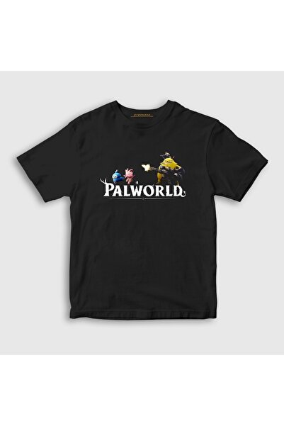 Presmono Unisex Kids Black Logo Palworld T-Shirt 618105Tt