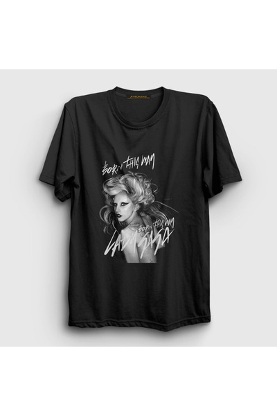 Presmono Unisex Μαύρο T-Shirt Born This Way Μουσική Lady Gaga 474013tt