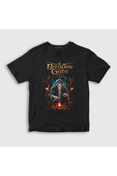 Presmono Unisex dečija crna maska za igru Baldur's Gate T-shirt 496629tt