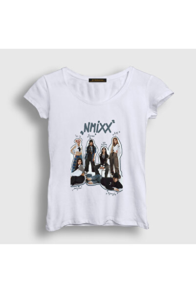 Presmono Women's White Members K-Pop Nmixx T-Shirt 598521Tt