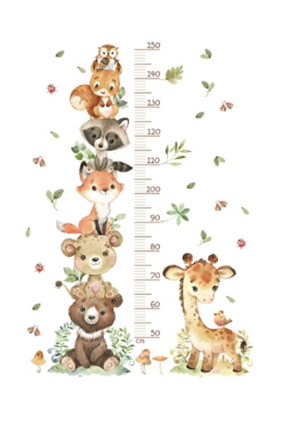 Choice animal A Self Adhesive Height Wall Sticker Giraffe Animal Kids Height ...